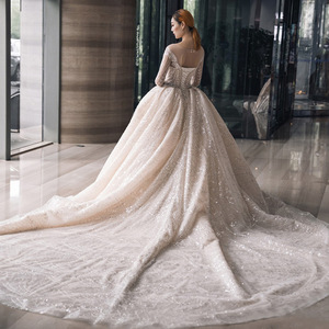 <b>Bridal</b> Gown Off Shoulder Long <b>Sleeves</b> Ball Gown Natural Waistline Lace Sweetheart Neckline Backless Design - Product Image 2
