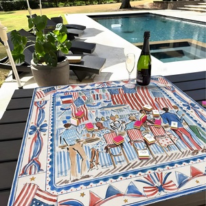 Tappetino da Mahjong Patriottico per il 4 Luglio, Bandiera USA in Acquerello, Base Antiscivolo in Gomma, Tappetino da Tavolo per Feste con Logo Personalizzato - Product Image 1