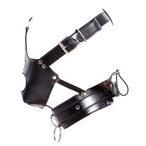 PU cuir Bdsm tête Bondage couvre-chef détachable gode forme bouche Gag balle SM jouets pour femmes hommes - Product Image 6