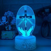 Lampe de nuit en acrylique LED à charge USB en forme de Jésus, lumière 3D, cadeau, multicolore, lampe de table pour la décoration de la chambre