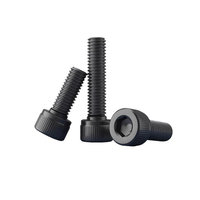 Vis à tête cylindrique moletée en acier allié, oxyde noir, filetage complet