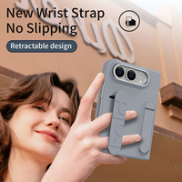 Étui de téléphone pliable avec verre trempé, sangle élastique pour poignet, béquille, protection intégrale antichoc pour iPhone Duo, élégant