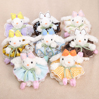 Boneka Kelinci Gantung Telinga Berbentuk Bunga Tulip dengan Pita, Isian Kapas PP, Bahan Lembut, Tinggi 11-30cm, Hadiah Pesta untuk Anak Perempuan, Dilengkapi Tas