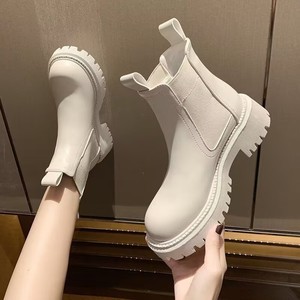 Bottines pour femmes de haute qualité, respirantes, nouvelle mode, bout rond, style britannique, talon épais, talon bloc, en <span class=keywords><strong>cuir</strong></span> - Product Image 4