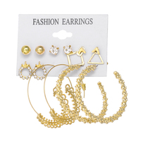 VKME Grande Vente Ensemble de Boucles d'Oreilles Créoles Plaquées Or Feuille Tendance pour Femmes Bijoux