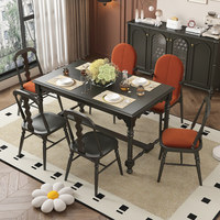 Table à manger rectangulaire en bois massif de style américain, design vintage crème français, chaises à double usage pour petit appartement familial