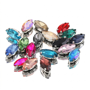 Strass en <span class=keywords><strong>verre</strong></span> <span class=keywords><strong>marquise</strong></span> de haute qualité à coudre avec griffes métalliques argentées, pierres de cristal œil de cheval pour la décoration de robes de mariée - Product Image 6