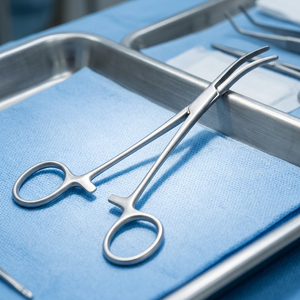 Pinces hémostatiques Dandy courbées latéralement, instrument chirurgical manuel certifié CE Classe I - Product Image 2