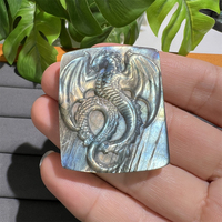 Nouvelle arrivée fengshui artisanat pierre précieuse de guérison naturelle sculpté à la main labradorite conque coquille libellule dragon sculpter pierre pour pendentif