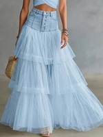Robe midi évasée multi-couches pour femme, style jupe en tulle, nouvelle collection Printemps/Été 2026, transfrontalière Europe-Amérique