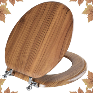 Asiento de inodoro redondo de madera de 17 pulgadas, fácil de instalar y limpiar, cubierta de asiento de inodoro de bambú y asiento de inodoro de madera. - Product Image 1
