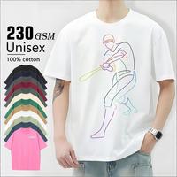 Camiseta de Hombre de Verano de Alta Calidad con Logotipo Personalizado, 230g, 100% Algodón, Holgada, Unisex, Oversize, con Estampado DTG y Bordado Personalizado