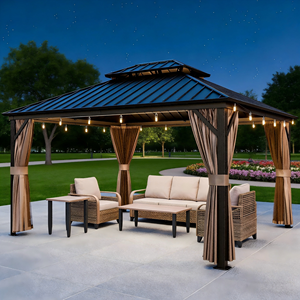 Pergola <span class=keywords><strong>de</strong></span> jardin imperméable en alliage d'aluminium, toit double couche, poteaux <span class=keywords><strong>de</strong></span> 120x120mm, dimensions 10x12ft, 12x12ft, 12x16ft, 12x20ft - Product Image 2