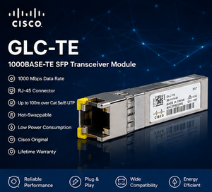 โมดูลทองแดง Cisco GLC-TE SFP เป็น RJ45 10/100/1000Mbps แบบ Auto MDI/MDIX Gigabit SFP Transceiver สำหรับสวิตช์เครือข่ายองค์กร - Product Image 1