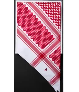 Desain kustom 100% katun merah dan putih Shemagh abu gurun cetak Keffiyeh hijab syal mewah