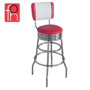 Retro Mỹ Thanh Ghế Thép Không Gỉ Da Cao Phân Với Chỗ Để Chân - Product Image 4