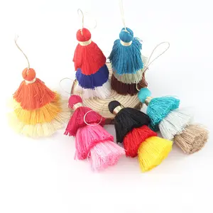 E-Magic Fashion Colorful 3 layer Jewelry Handmade Tassel Craft polyester tassels Mini Tassels for DIY Projects