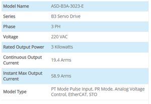 Variateur de vitesse servo Delta ASD-B3A-3023-E 3kW série B3 230V triphasé avec contrôle de mouvement EtherCAT - Product Image 2