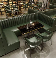 Ensemble de table et de chaises de restaurant en cuir au design moderne, mobilier de restaurant pour usage commercial, table et chaise de café