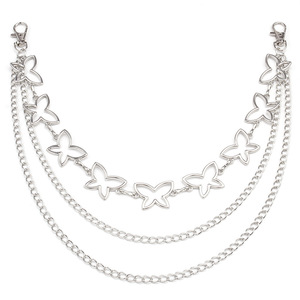 โซ่คาดเอวรูปผีเสื้อ โลหะผสมสังกะสี สีขาว แบบโปร่ง หลายห่วง สำหรับสวมใส่ทุกวัน สไตล์ฮิปฮอป - Product Image 5