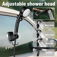 Douche portable pour le camping, pompe de douche de camping rechargeable 6000 mAh avec thermomètre et chauffe-eau à immersion, seau pliable 24 L