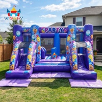 Château gonflable à thème dinosaure avec double toboggan, château de saut commercial pour enfants, idéal pour les fêtes en extérieur et la location