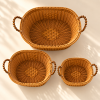 Panier de rangement ovale écologique avec poignée robuste pour jouets, vêtements, collations - Organisateur multifonctionnel pour salle de bain pour usage domestique