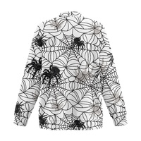 Cardigan fin en polyester gaufré pour femme, imprimé toile d'araignée par transfert thermique, col en V, manches longues, boutonné, collection automne Halloween