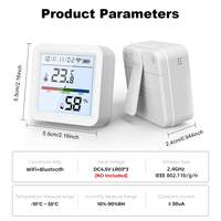 Détecteur intelligent de température et d'humidité WiFi Tuya avec écran LCD rétroéclairé, hygromètre thermomètre haute précision, Alexa Google