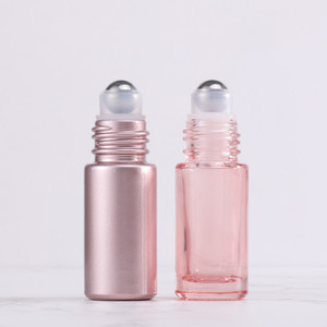 Botella de Vidrio Rosa Dorado de 5ml 10ml para <span class=keywords><strong>Crema</strong></span> de Aceite Esencial para Ojos, con Bolas Rodantes de Acero Inoxidable Rosadas, en Stock - Product Image 4