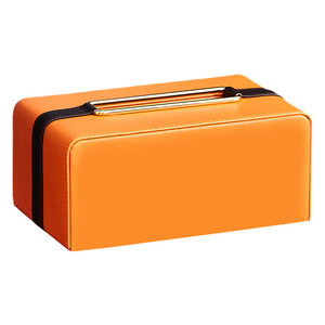 Luxury Leather Tissue Box Herma Orange Rotary Storage Home Office Use - Product Image 5