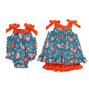 Tenues décontractées personnalisées en coton pour enfants, imprimé floral, respirantes, avec volants, pour tout-petits et bébés, collection Printemps - Product Image 4