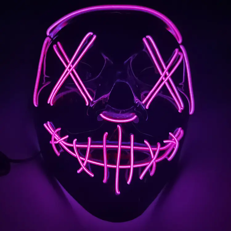 卸売LEDハロウィーン怖いマスク暗闇で光るLEDパーティー面白いマスク大人のパーティーライトアップマスク