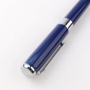 Bolígrafo de Metal Azul de Diseño de Lujo con Logotipo Personalizado Impreso, Detalles en Cromo Plateado - Product Image 3
