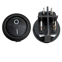 Sakelar Rocker Bulat Hitam dengan 4 Pin DPST 10A 125V Sakelar Kapal Hitam dengan Lampu LED Kontrol Nyala-Mati Sakelar Tombol Tekan Mikro