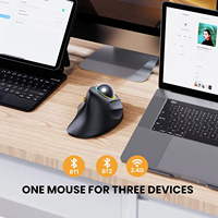 Souris à bille sans fil BT, souris sans fil rechargeable, souris ergonomique à bille avec rétroéclairage RVB pour Windows Mac Pad