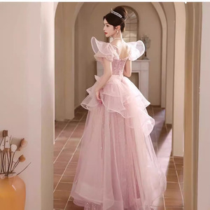 Pink Ball Gown Sweetheart Neckline Empire Waist 3D Patterns Candy Color Evening Dress For Banquets Coming Of Age Ceremony - Product Image 3