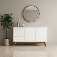 Commode à 3 tiroirs et 2 portes en bois de noyer, pieds coniques, style moderne du milieu du siècle, meuble de rangement pour salon, vente en gros OEM