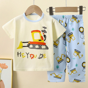 Nuovo estivo <span class=keywords><strong>pigiama</strong></span> da ragazzo in puro <span class=keywords><strong>cotone</strong></span> per bambini a maniche corte per bambine vestiti con aria condizionata abbigliamento per bambini - Product Image 2