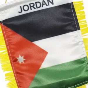 Bandera Personalizada de Satén JORDAN, Mini Bandera para Auto con Borlas Amarillas - Product Image 4