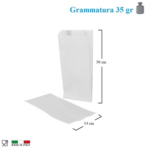 Sacchetti di Carta Kraft Bianca 14x30 Cm per Imballaggio e Trasporto Alimenti - Product Image 2