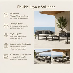 Nuevo Diseño de Muebles Cómodos para Jardín, Juego de Sofás de Aluminio para Exteriores - Product Image 5