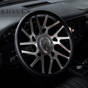 <span class=keywords><strong>Volant</strong></span> Kryvex pour Chevrolet Impala SS, style rétro, en alliage brossé, 3 branches, 15 pouces, avec poignée en cuir - Product Image 1