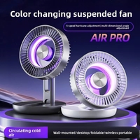 Ventilateur miniature pliable à grande vitesse avec pales flottantes, rechargeable, en ABS et PC, pour bureau et mur, 2-en-1, pour la maison et la cuisine