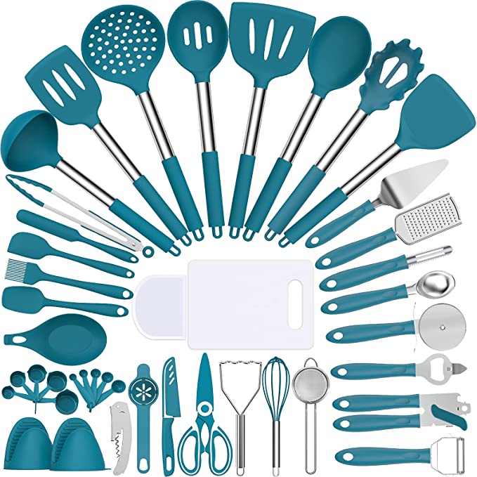 Kit de utensilios de aluminio de estilo nórdico, accesorios de cocina, restaurante portátil, hogar, antiadherente, juego de utensilios de cocina de silicona