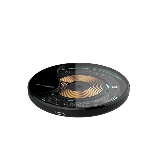 NEWQI 15W PD 3.0 Electric Transparent Coil Wireless Charger Pad with 9V/2A Input for Android Mobile Phones and Earphone