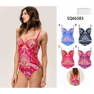 Costume da bagno intero HDJ Plus Size in velluto argento blu, con controllo pancia, push-up, scollo profondo, vita alta e stampa floreale da donna - Product Image 3