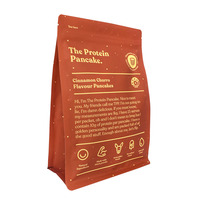 Sac Doypack à fond plat pour protéines de lactosérum, imprimé sur mesure, résistant à l'humidité, refermable, avec fermeture éclair rigide, scellé sur huit côtés