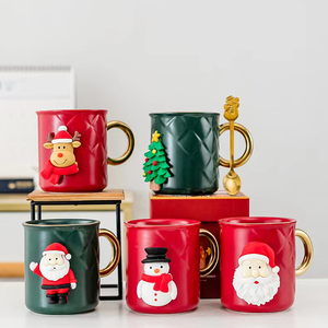 Taza de cerámica esmaltada de color, 15oz, regalos de Navidad, taza de leche de porcelana personalizada, vacaciones creativas, té, café, mango dorado - Product Image 1