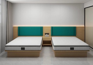 ชุดเฟอร์นิเจอร์ห้องนอนโรงแรมที่ทนทานทันสมัยสมบูรณ์ประกอบด้วยโครงเตียงไม้เนื้อแข็งที่นอนหัวเตียงตู้เสื้อผ้าเตียงทีวี - Product Image 6